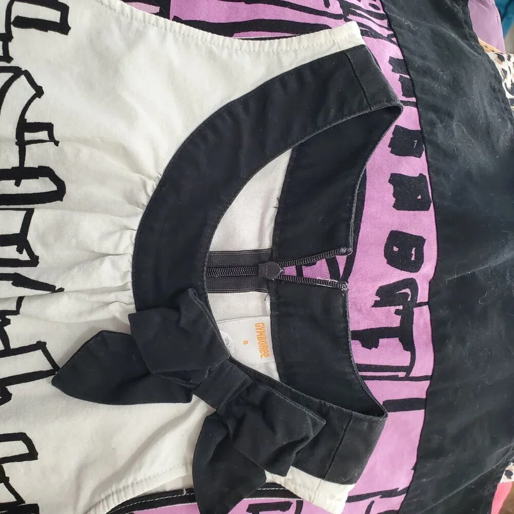 🎀 Gymboree Cityscape Dress Pink/White/Black Bow |100% Cotton | size 8